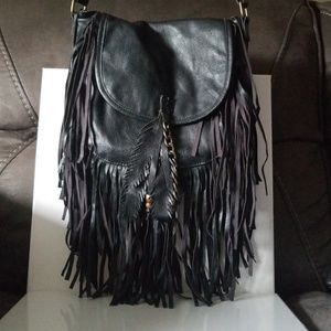 Madden Girl black fringed Cross body bag